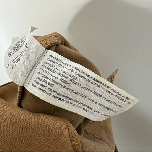 Abercrombie & Fitch hi rise vegan leather tan shorts size large - Picture 6 of 8